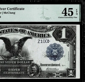 Low Serial Number Z100 Fr. 230 $1 1899 Silver Certificate NOTE PMG CH EF45 EPQ - Picture 1 of 2