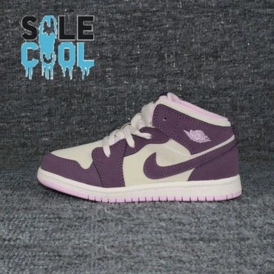 Nike Air Jordan 1 Retro Mid TD NIÑOS PEQUEÑOS Púrpura Negro Blanco Zapatos 644507-500 Foto 1 de 4