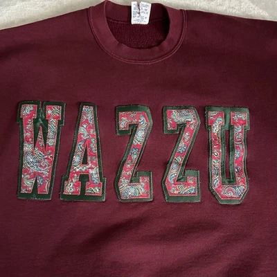 Sudadera De Colección WAZZU Mujer XL Granate Paisley Apliques WSU Colegial Retro Años 90 Foto 1 de 4