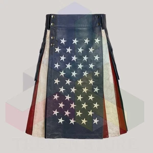 American Flag Leather Kilt for Men and Women - Picture 1 of 8