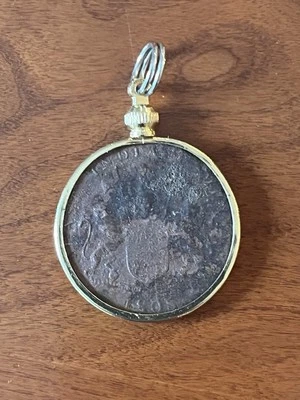 1808 Admiral Gardner 20 Cash Shipwreck Coin w/Gold Colored Bezel Pendant - Image 1 of 4