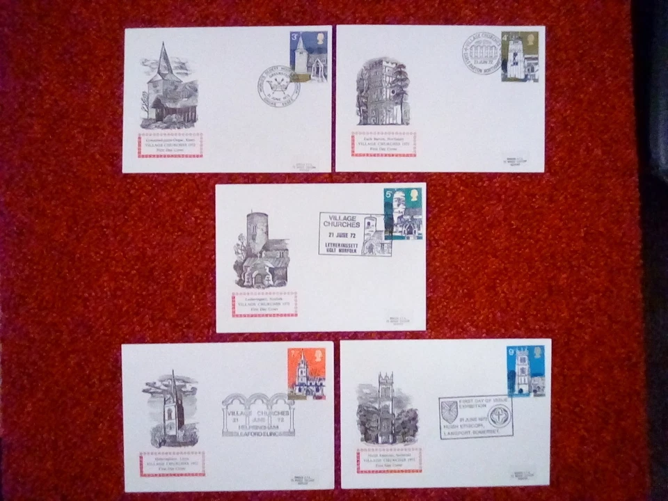 GB FDC BENHAM WOODCUT 1972 CHURCHES SET OF 5 EXTREMELY RARE PERFECT CONDITION - Image 1 of 1
