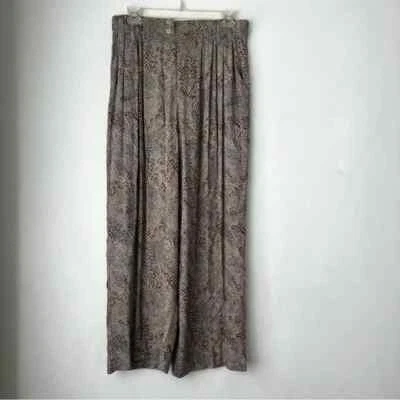 Vintage 90s Norton McNaughton Beige & Brown Snakeskin Print Trouser Pants 10 - Image 1 of 3