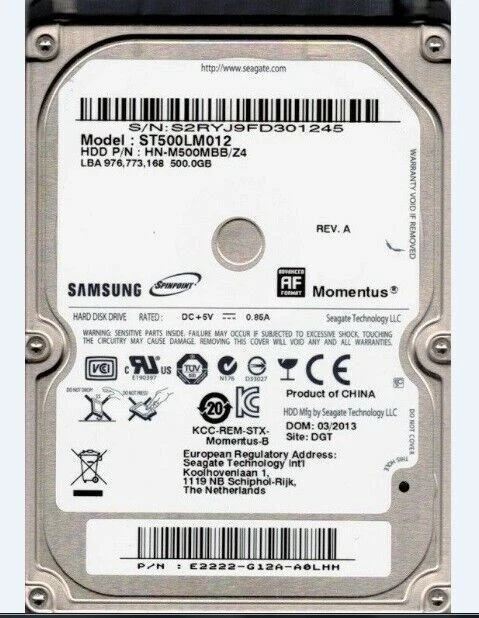Seagate 500GB Internal Laptop Drive 5400RPM 2.5" (ST500LM012) SATA - Image 1 of 1