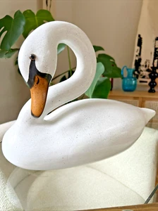 Vintage handgeschnitzte Holz Schwan Köder 15" Skulptur mit Glasaugen handbemalt - Bild 1 von 11