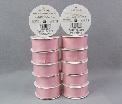 Lot of 12 - Hallmark Wire Edged Fabric Ribbon Rolls Pink 1 1/8” x 3 1/3 Yards - Image 1 of 3