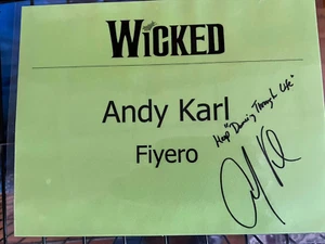 Andy Karl (Pretty Woman, Groundhog Day, Rocky) signed dressing room sign Wicked - Picture 1 of 1