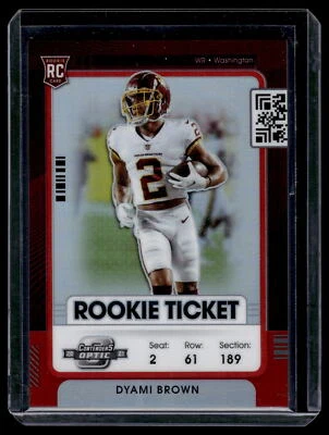 Dyami Brown 2021 Panini Contenders Optic Rookie Ticket Red Prizm Card /175 #65 - Image 1 of 2