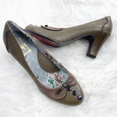 Miss L-Fire Oliver Gris Shabby Chic Oxford Tacones Bomba Foto 1 de 4