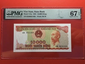 Vietnam 10000 Dong 1993 Pick 115a PMG 67EPQ Superb Gem UNC - Picture 1 of 2