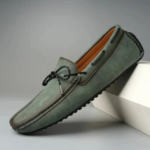 Genuine Leather Men'S Casual Shoes Loafers Moccasins Breathable Driving Shoes - Picture 1 of 27