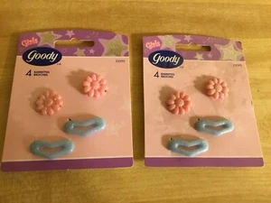 New 2 Packs Vintage (2002) Goody Girls Barrettes Flowers Hearts (4 Per Pack) - Picture 1 of 2