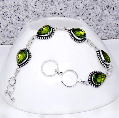 beachtenswerte Damen-Armband Peridot Armband Edelstein Filled Sterling Silber925 - Bild 1 von 2