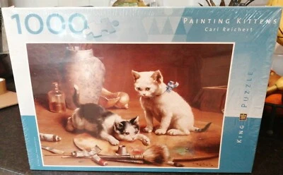 KITTENS 1000 PIECE JIGSAW PUZZLE NEW SEALED PAINTING CARL REICHERT 1936  KING - Image 1 of 4