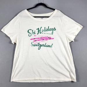 J.Crew Women's Vintage Style Ski Holidays Switzerland Collector T-Shirt Size 2X - Picture 1 of 11