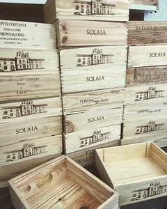 5er Set - Weinkiste aus Holz - flach - 3 Flaschengröße - Hochzeitsaufsteller - Bild 1 von 7