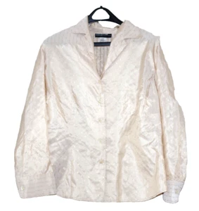 Jones NY Collection Silk Blend Gold print Button Long Sleeve Blouse 18WP - Picture 1 of 7
