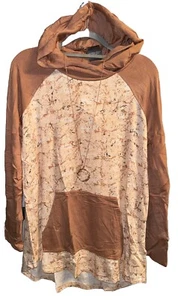 SUDADERA NUEVA CON ETIQUETAS LuLaRoe Grande Pintura Melocotón Salpicaduras Marrón Manga Malvavisco Ámbar - Imagen 1 de 7