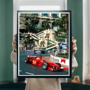 Formula 1 Poster, F1 Schumacher Marlboro Ferrari in Monaco Poster, No Framed - Picture 1 of 3
