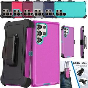 For Samsung Galaxy S24 S24 Ultra S24+ Heavy Duty Phone Case Cover+Clip Holster - Zdjęcie 1 z 85
