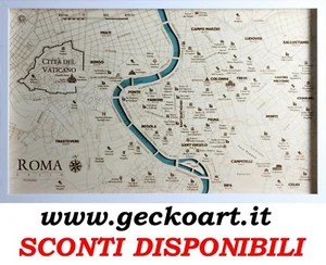 Roma Rome Mappa Cartina 3D Quadro Moderno Map Chart | www.geckoart.it - Foto 1 di 29