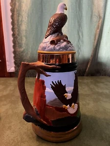 Decative Unique Handpainted Eagle Beer Stein 15” Tall - Picture 1 of 12