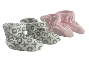2 Pack Baby Girl Bootie Set Pink & Gray Cloud Island Cotton Baby Shoes 6-12Month - Picture 1 of 9