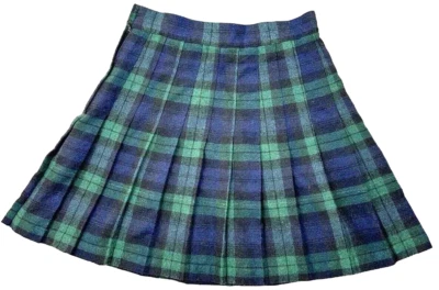 Vintage Ivy Club Classics Mini Skirt Women 9 Green Plaid Wool Blend Pleated - Image 1 of 4
