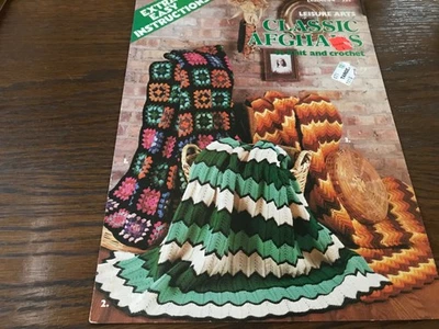Leisure Arts Classic Afghans Knit and Crochet 3 Patterns - Image 1 of 2