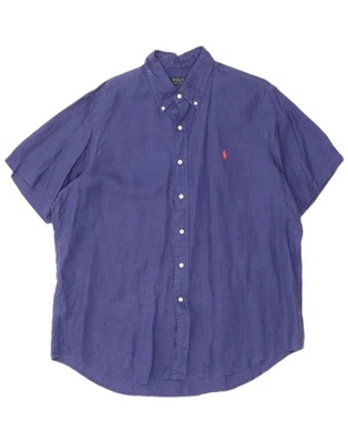 POLO RALPH LAUREN Mens Short Sleeve Shirt XL Navy Blue Linen BJ07 - Image 1 of 3