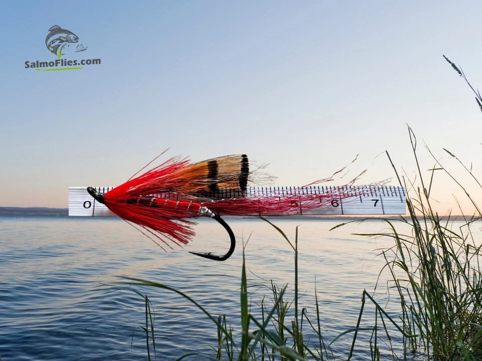 🎣 3er Set: NEU Lachsfliegen - Ally's Shrimp Red Streamer | Haken #2 🔥 - Bild 1 von 1