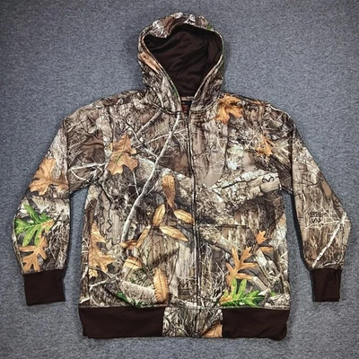 Realtree Jacket Mens XL Camo Full Zip Hooded Sherpa Fleece Hunting Outdoors - Image 1 of 4