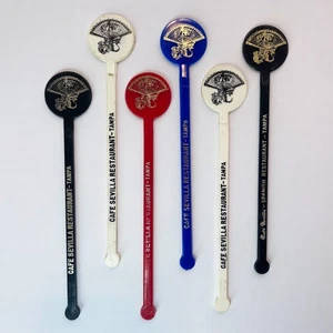 Lot of 6 Vintage Cafe Sevilla Restaurant Tampa FL Swizzle Stir Sticks Spanish - Picture 1 of 5