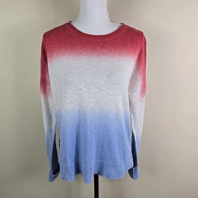 Vineyard Vines Sweater Womens Medium Red White Blue Ombre Long Sleeve Pullover - Image 1 of 4