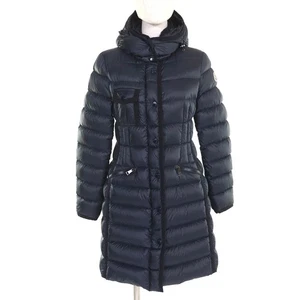 MONCLER down coat HERMINE Logo patch Hooded Navy Nylon Women 0 - Picture 1 of 16