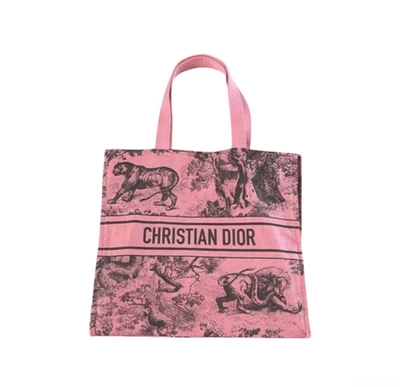 Christian Dior Cotton Tote Bag Pink Dioriviera Tropical Jungle Print Vacation - Image 1 of 4