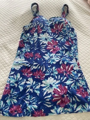 Traje De Baño Mujer Azul Rosa Blanco Una Pieza 18W Mujer Foto 1 de 4