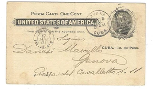 stbox USA administration Havanna  postalcard stationery ps italy wrong rate! - Picture 1 of 2