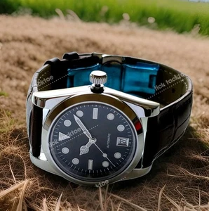 Full Automatic Black Dress Watch Mod 36mm Sapphire 24jewels Exhibition Great! - Picture 1 of 9