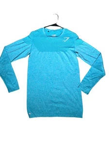 GYMSHARK BLUE PHANTOM SEAMLESS SIZE M LONGSLEEVE - Picture 1 of 3