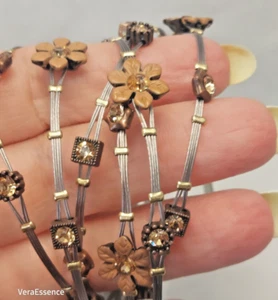 MX Signature Collection 6 Silver Metal Wire Bracelets Rhinestones Flowers NWT - Picture 1 of 6