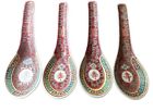 4 X Vintage Chinese Famille Rose Fine Porcelain Soup Spoons 14cms 1960s