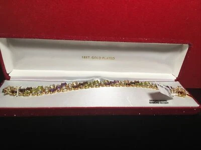 Kohl's Genuine Stone Diamond Accent Bracelet  7 1/2" - 18 KT Gold Plated - Image 1 of 4