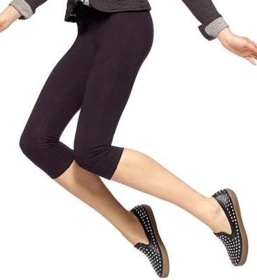 Hue U12948 Black Stretch Cotton Capri Legging, S - Image 1 of 4