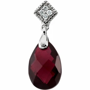 Brasilianischer Granat Diamant Anhänger in 14K Weißgold - Bild 1 von 1