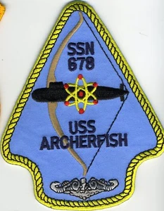 USS Archerfish SSN 678 - Crest - BC Patch - US Navy Submarine - Cat No. C5429 - Picture 1 of 1