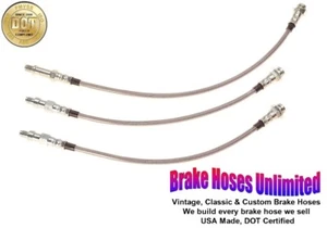 STAINLESS BRAKE HOSE SET Chevrolet 210 Sedan, Sport Sedan 1955 1956 1957 - Picture 1 of 2