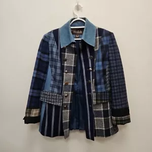 Moloh Tweed Patchwork Country Wool Equestrian Jacket Women UK 10 Tartan Check - Picture 1 of 11