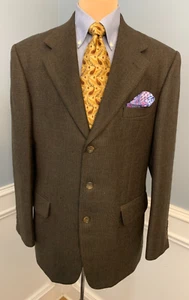 Oscar de la Renta Wool Blazer Mens 40R Jacket Houndstooth Sportcoat Tweed Twill - Picture 1 of 11
