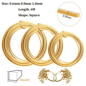Square brass wire Diameter 0.6mm/0.8mm/1.0mm For Craft Line Jewelry Making DIY - Picture 1 of 18